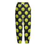 Tennis Balls Pattern Print Fleece Lined Knit Pants