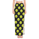 Tennis Balls Pattern Print High Slit Maxi Skirt