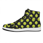 Tennis Balls Pattern Print High Top Leather Sneakers