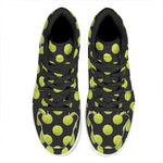 Tennis Balls Pattern Print High Top Leather Sneakers