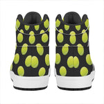 Tennis Balls Pattern Print High Top Leather Sneakers