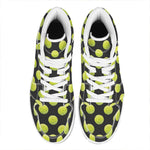 Tennis Balls Pattern Print High Top Leather Sneakers