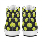 Tennis Balls Pattern Print High Top Leather Sneakers