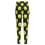 Tennis Balls Pattern Print High-Waisted Pocket Leggings