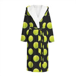 Tennis Balls Pattern Print Hooded Bathrobe