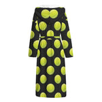 Tennis Balls Pattern Print Hooded Bathrobe