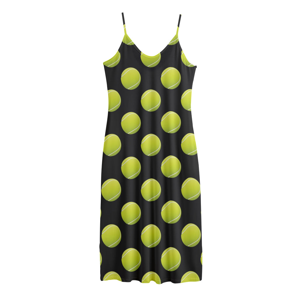Tennis Balls Pattern Print Jersey Midi Cami Dress
