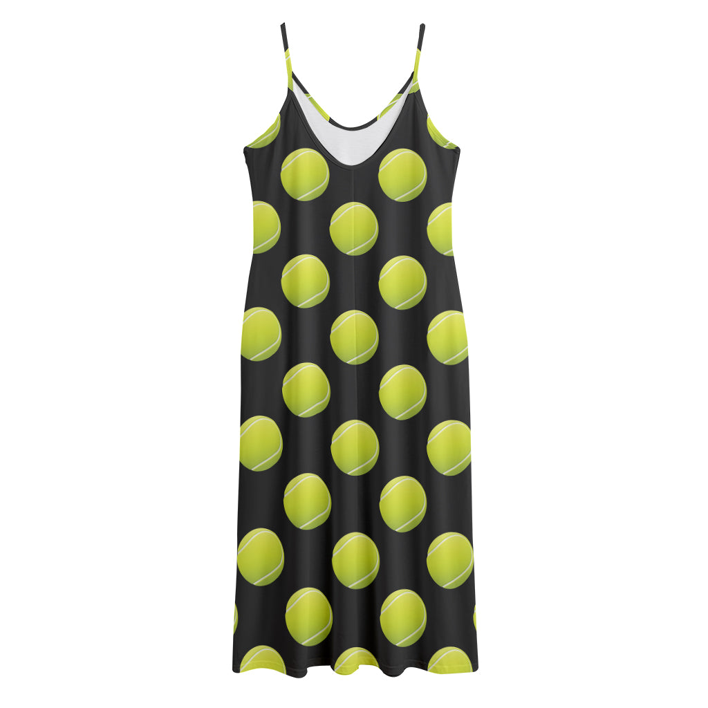 Tennis Balls Pattern Print Jersey Midi Cami Dress