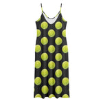 Tennis Balls Pattern Print Jersey Midi Cami Dress
