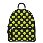 Tennis Balls Pattern Print Leather Backpack