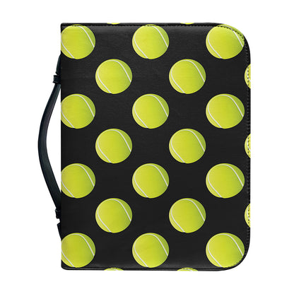 Tennis Balls Pattern Print Leather Bible Cover