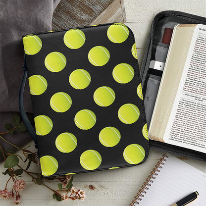 Tennis Balls Pattern Print Leather Bible Cover