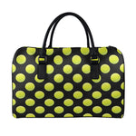 Tennis Balls Pattern Print Leather Duffle Bag