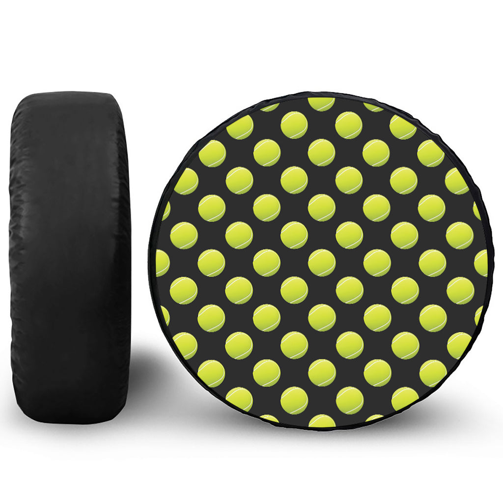 Tennis Balls Pattern Print Leather Spare Tire Cover