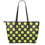 Tennis Balls Pattern Print Leather Tote Bag