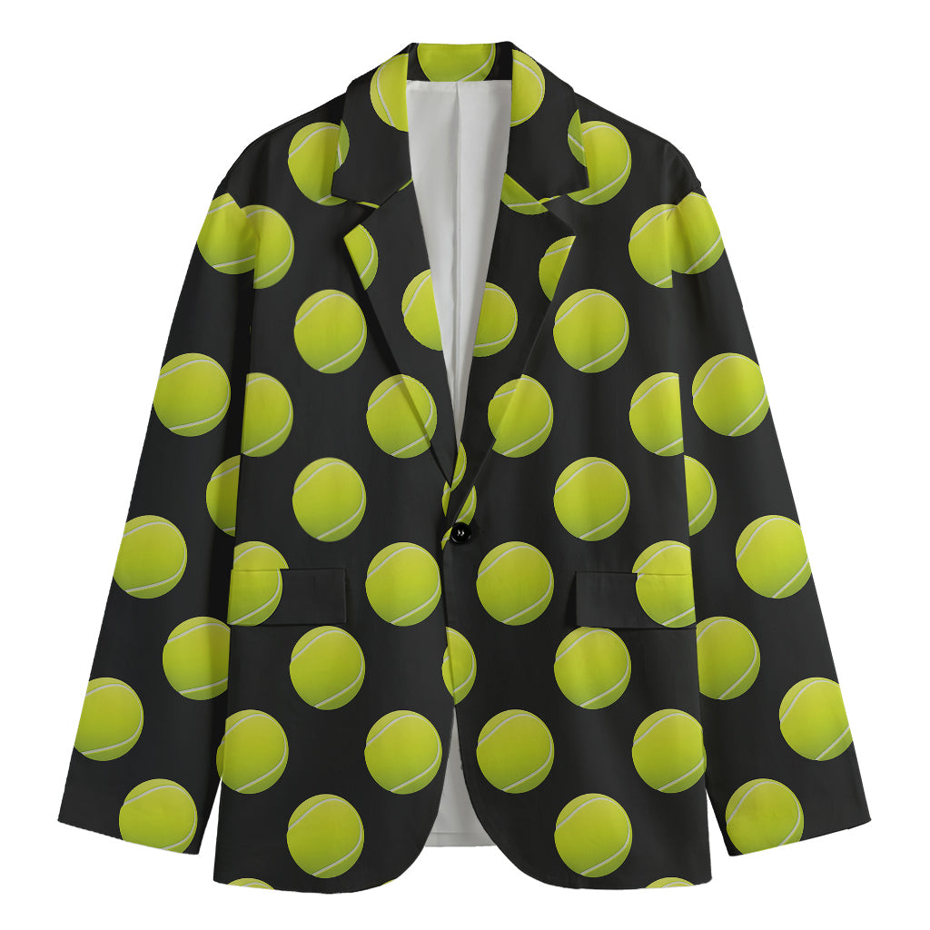 Tennis Balls Pattern Print Men's Cotton Blazer