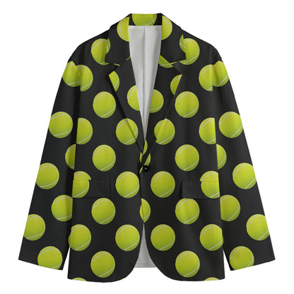 Tennis Balls Pattern Print Men's Cotton Blazer
