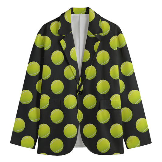 Tennis Balls Pattern Print Men's Cotton Blazer