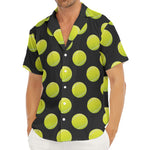 Tennis Balls Pattern Print Men's Deep V-Neck Shirt