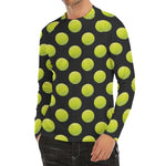 Tennis Balls Pattern Print Men's Long Sleeve Rash Guard