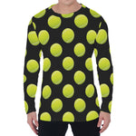 Tennis Balls Pattern Print Men's Long Sleeve T-Shirt