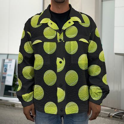 Tennis Balls Pattern Print Men's Shirt Jacket