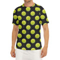 Tennis Balls Pattern Print Men's Short Sleeve Rash Guard
