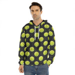 Tennis Balls Pattern Print Men's Velvet Pullover Hoodie