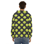 Tennis Balls Pattern Print Men's Velvet Pullover Hoodie