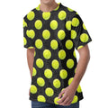 Tennis Balls Pattern Print Men's Velvet T-Shirt