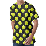 Tennis Balls Pattern Print Men's Velvet T-Shirt