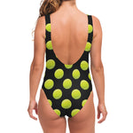 Tennis Balls Pattern Print One Piece Swimsuit