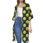 Tennis Balls Pattern Print Open Front Beach Cover Up