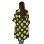 Tennis Balls Pattern Print Open Front Beach Cover Up
