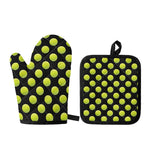 Tennis Balls Pattern Print Oven Mitt And Pot Holder Set