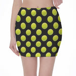 Tennis Balls Pattern Print Pencil Mini Skirt