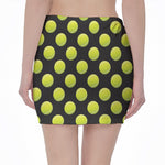 Tennis Balls Pattern Print Pencil Mini Skirt