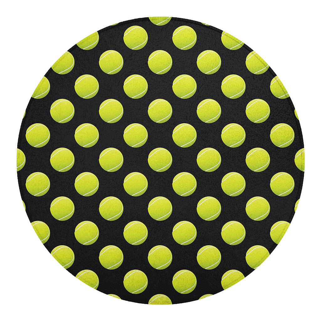 Tennis Balls Pattern Print Round Blanket