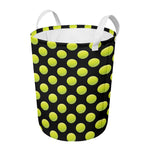 Tennis Balls Pattern Print Round Laundry Basket