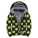 Tennis Balls Pattern Print Sherpa Lined Zip Up Hoodie