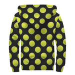 Tennis Balls Pattern Print Sherpa Lined Zip Up Hoodie