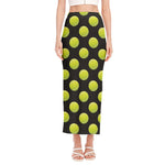 Tennis Balls Pattern Print Side Slit Maxi Skirt