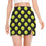 Tennis Balls Pattern Print Side Slit Mini Skirt