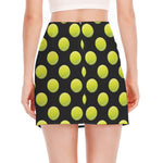 Tennis Balls Pattern Print Side Slit Mini Skirt