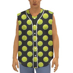Tennis Balls Pattern Print Sleeveless Baseball Jersey