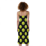 Tennis Balls Pattern Print Slim Fit Midi Cami Dress