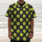Tennis Balls Pattern Print Textured Short Sleeve Shirt