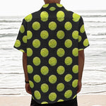 Tennis Balls Pattern Print Textured Short Sleeve Shirt