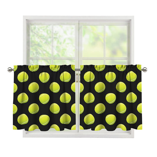 Tennis Balls Pattern Print Tier Curtains