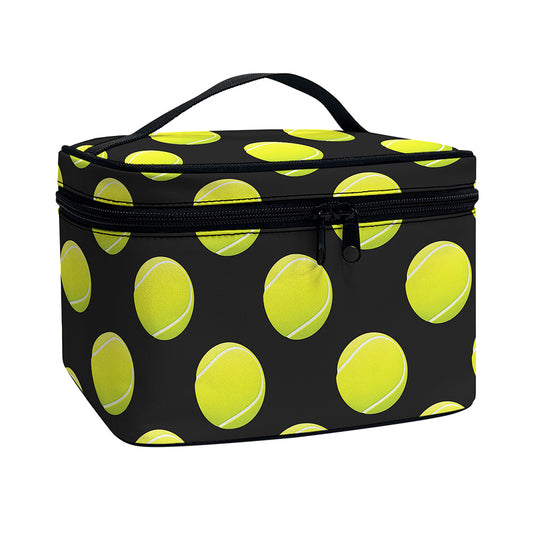 Tennis Balls Pattern Print Travel Makeup Bag